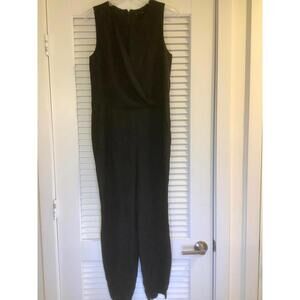Theory Black Sleeveless Round Neck Jumpsuit Zip Cuff Pockets